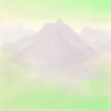 A misty mountain scene
